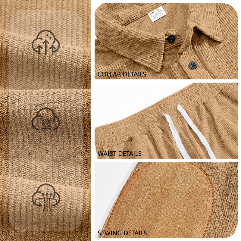 Herbst- und Wintercorduroy-Lapel Langarm-Polohemd gerade Hose Freizeitanzug-deurabatt