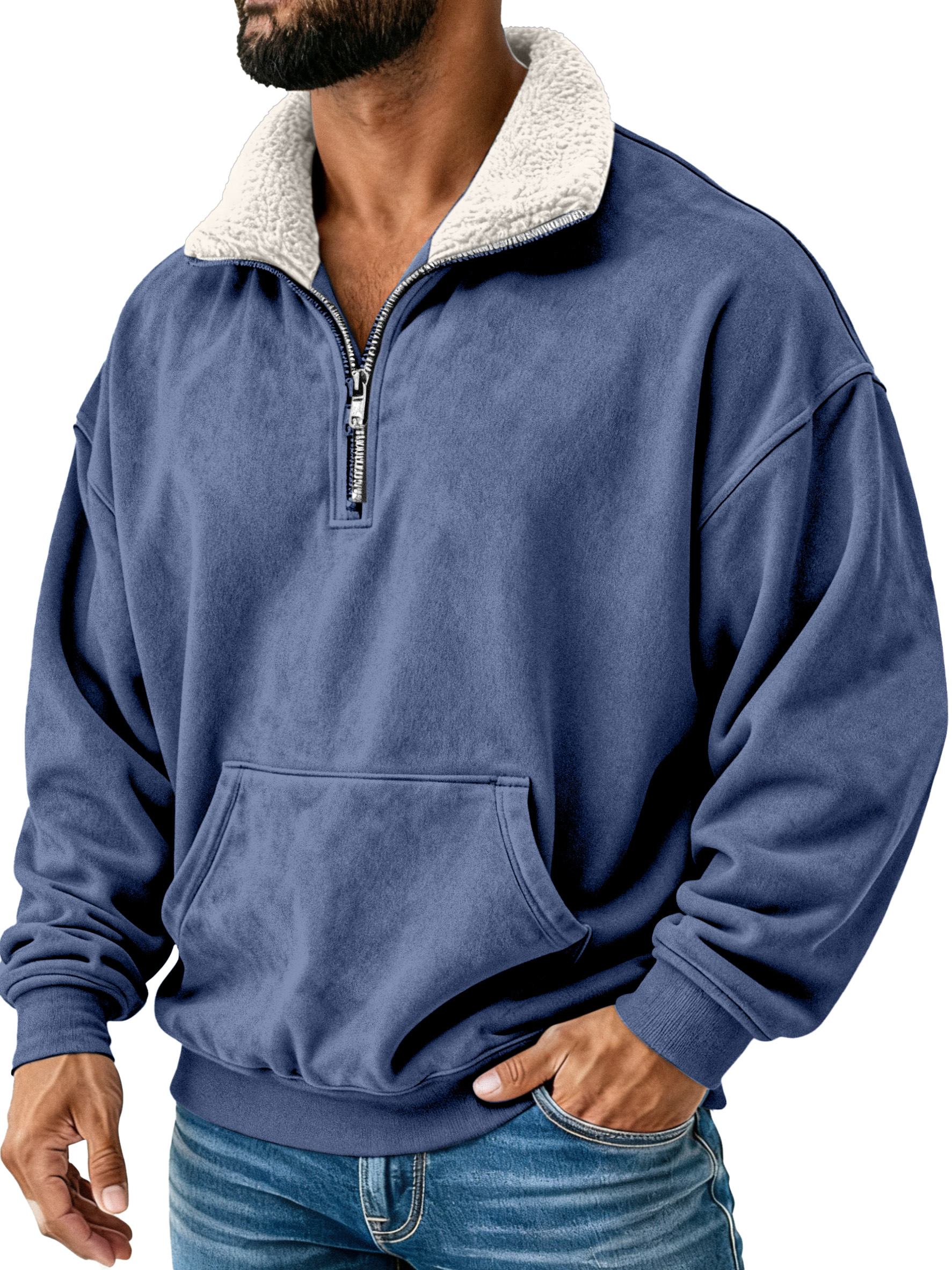 Retro Einfach Plüsch Stehkragen Langarm Sweatshirt-deurabatt