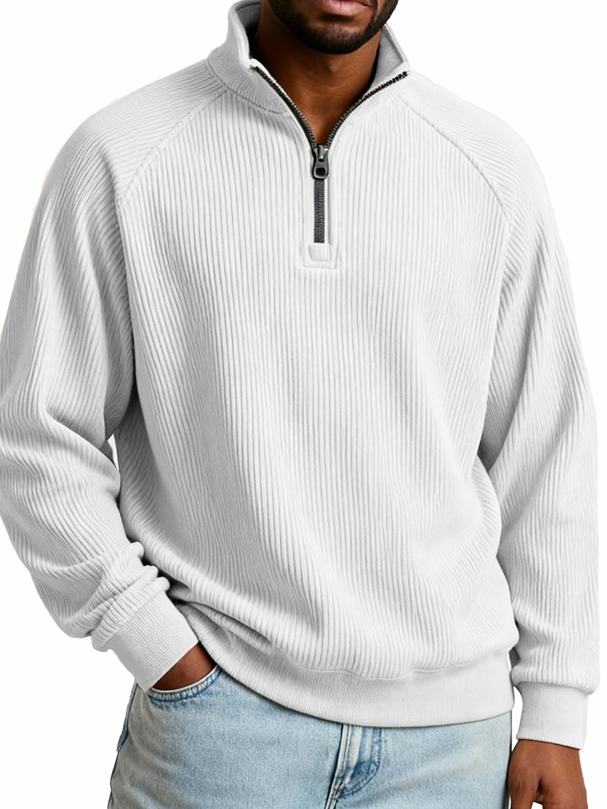 Herrenmode Freizeit Raglanärmel Stehkragen Langarm Sweatshirt-deurabatt