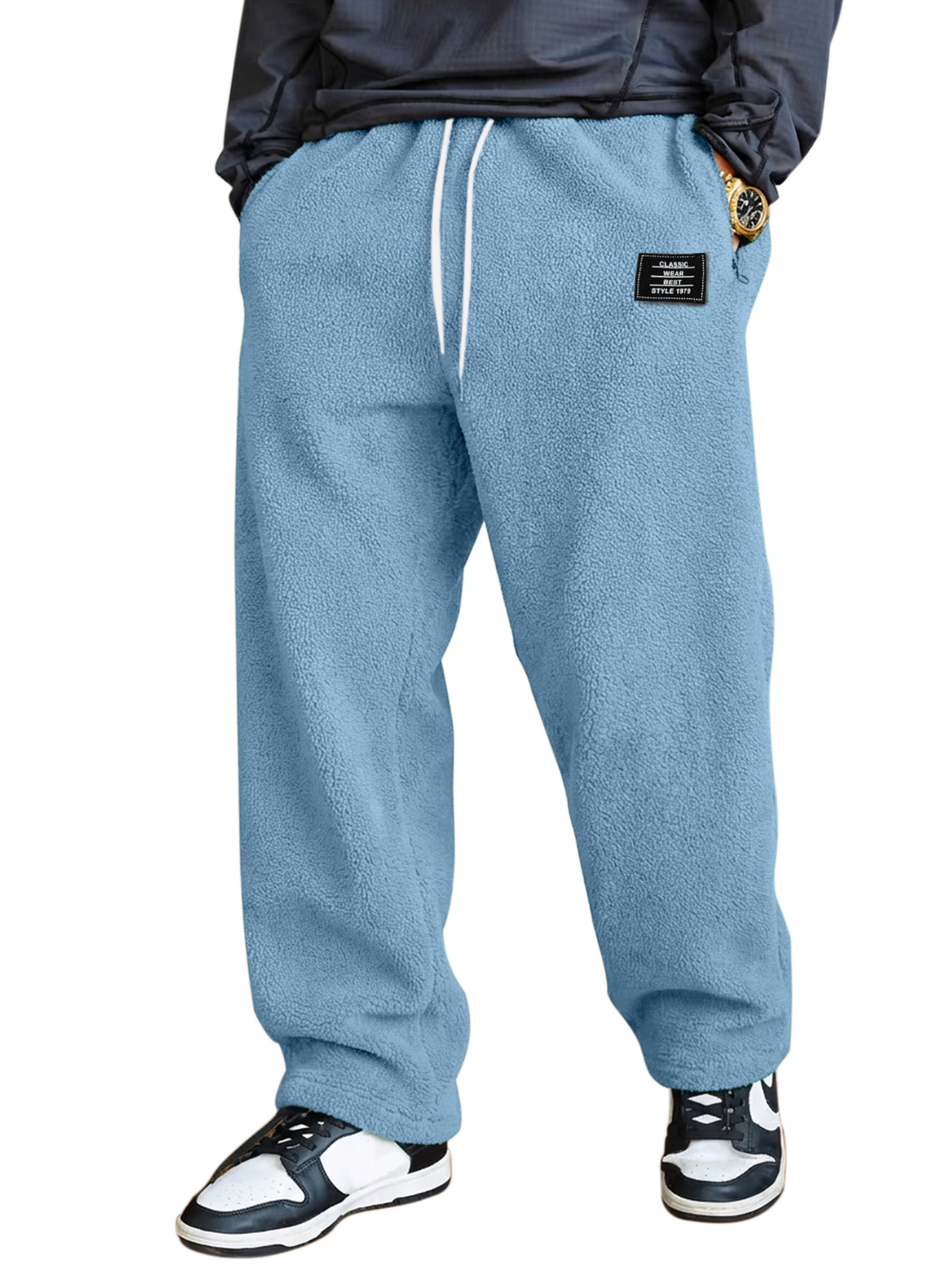 Herren einfache und vielseitige Fleece bequeme lockere gerade Hosen-deurabatt