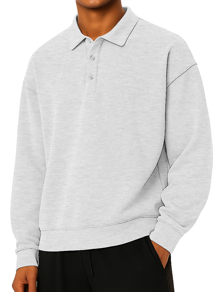 Herren Mode tägliches lässiges Revers Langarm lockeres Hoodie Polohemd-deurabatt