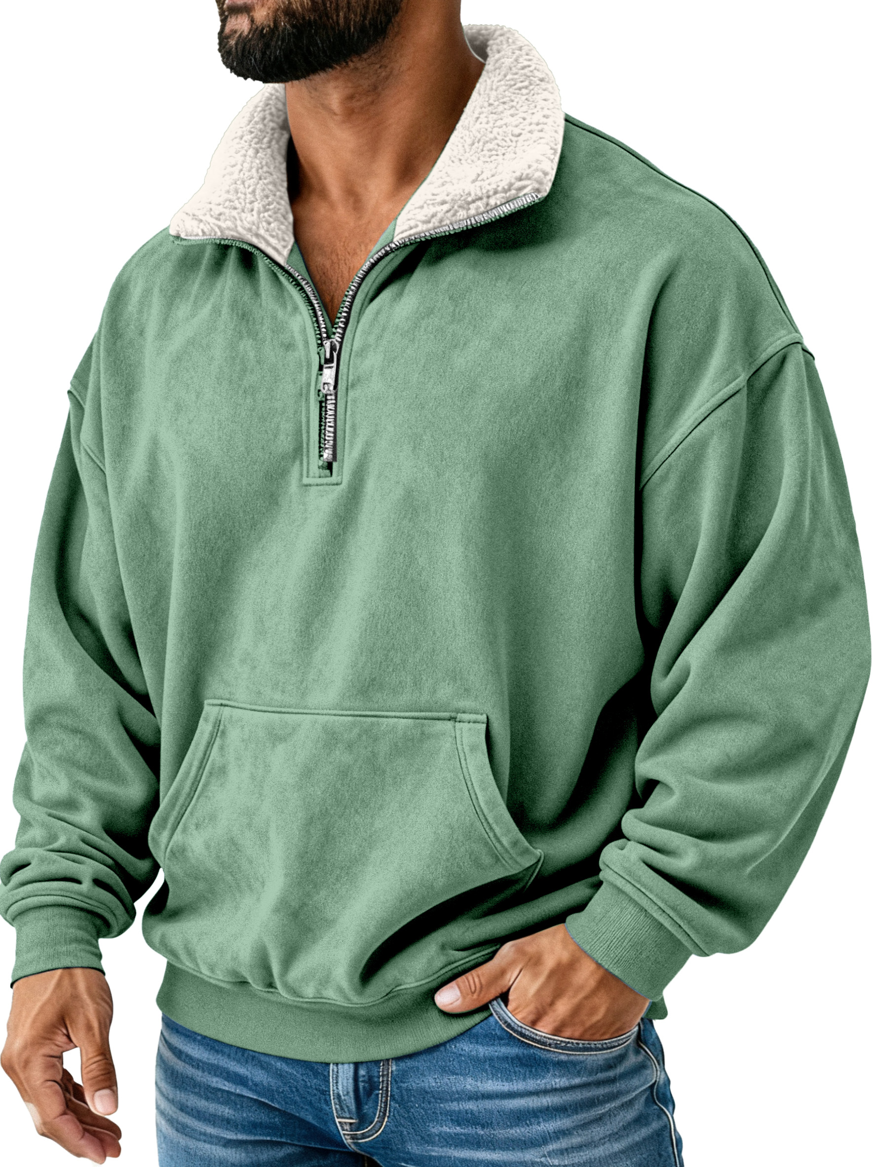 Retro Einfach Plüsch Stehkragen Langarm Sweatshirt-deurabatt