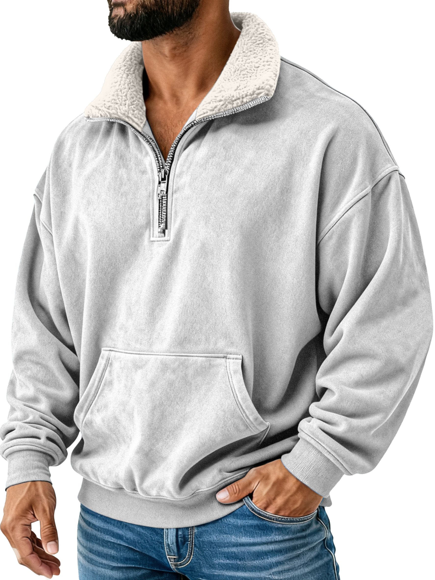 Retro Einfach Plüsch Stehkragen Langarm Sweatshirt-deurabatt