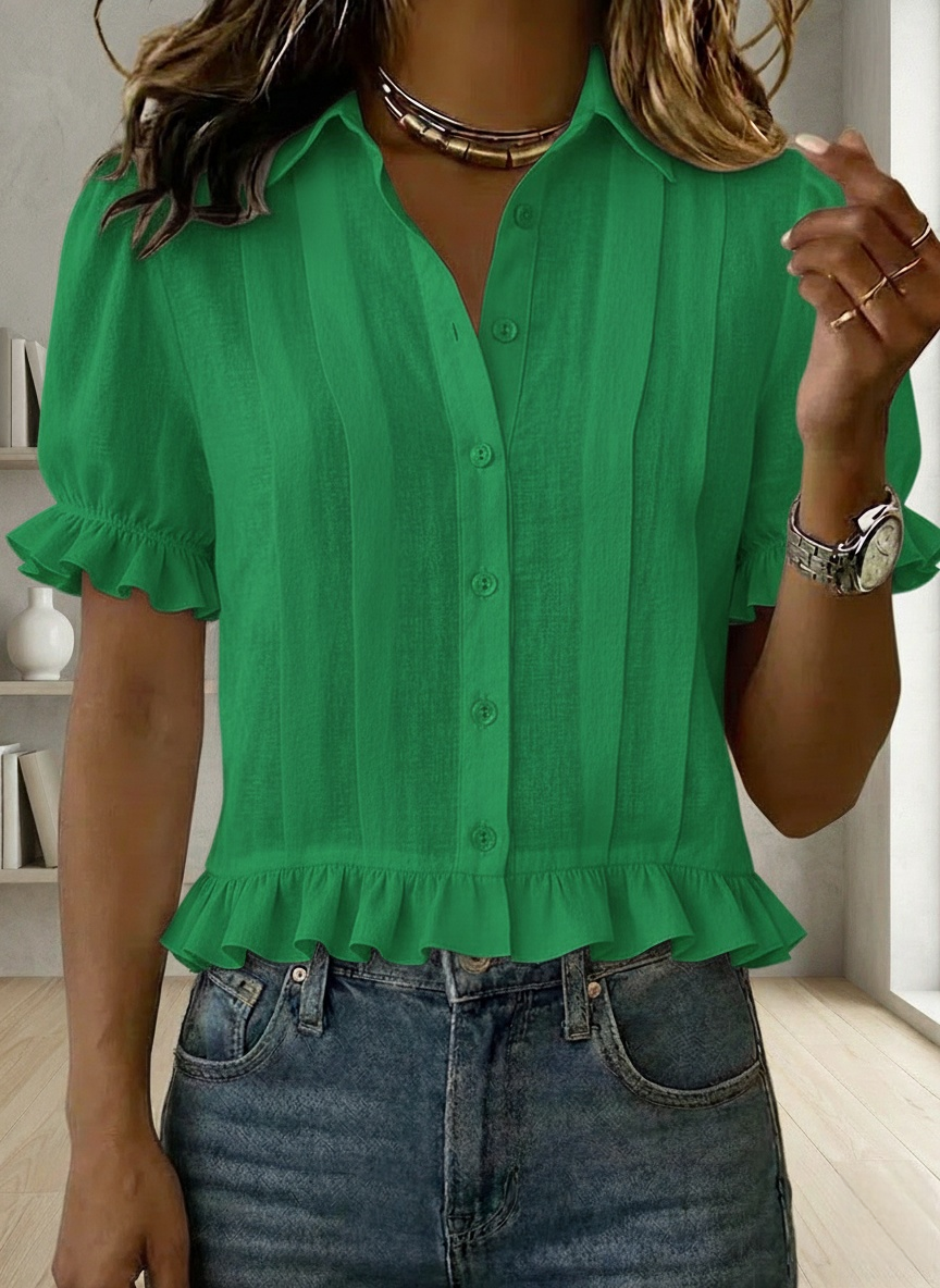 New Arrivals🔥Women’s Ruffle Hem Button-Up Shirt
