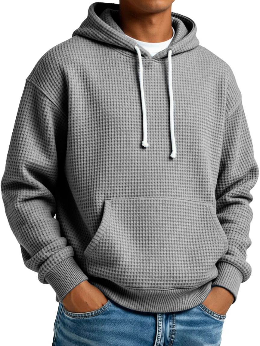 Herren Stylischer Street-Style Waffelstoff Taschen Kapuzenpullover-deurabatt