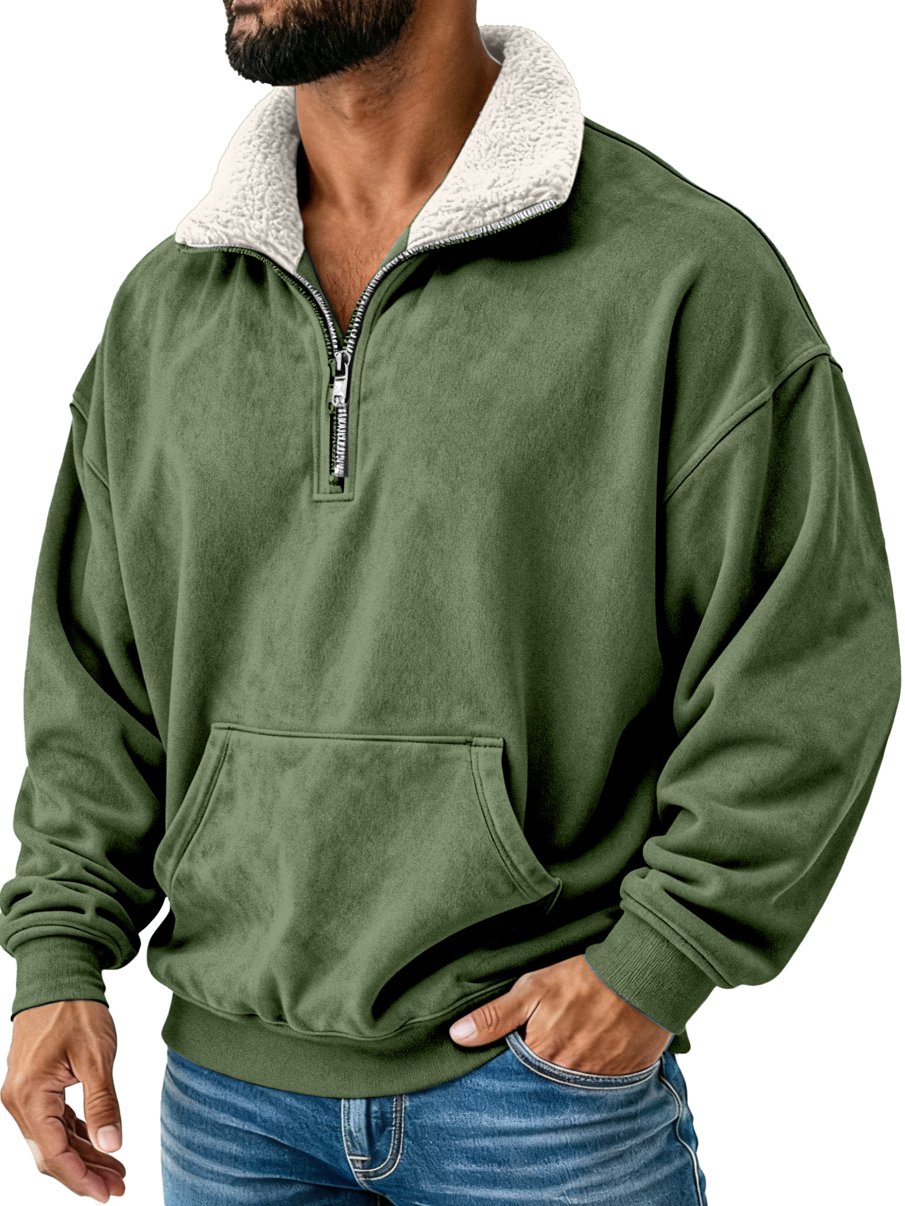 Retro Einfach Plüsch Stehkragen Langarm Sweatshirt-deurabatt