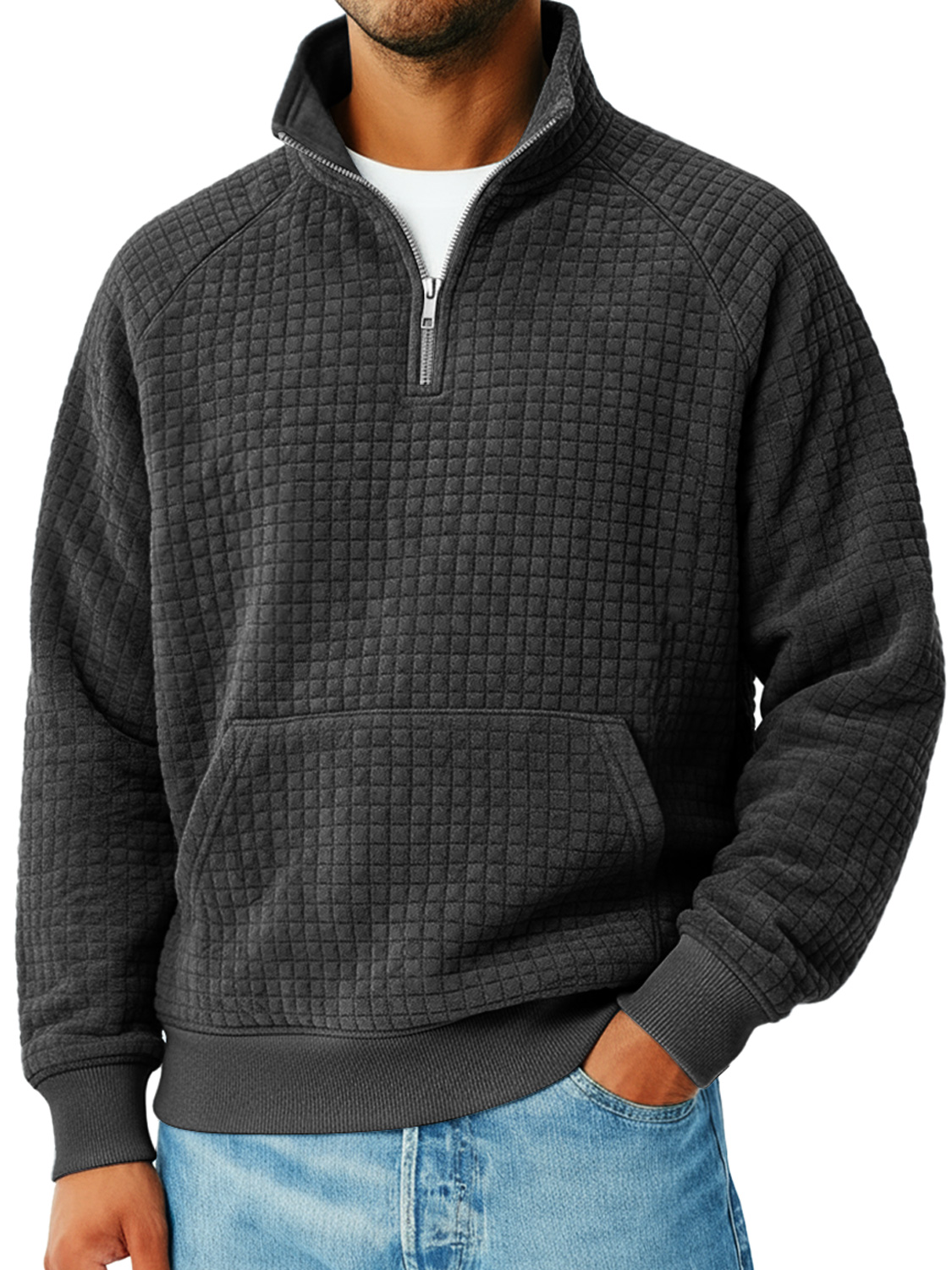Herren Kleine Karierte Knopf Kapuzen Freizeit Lockere Sweatshirt-deurabatt