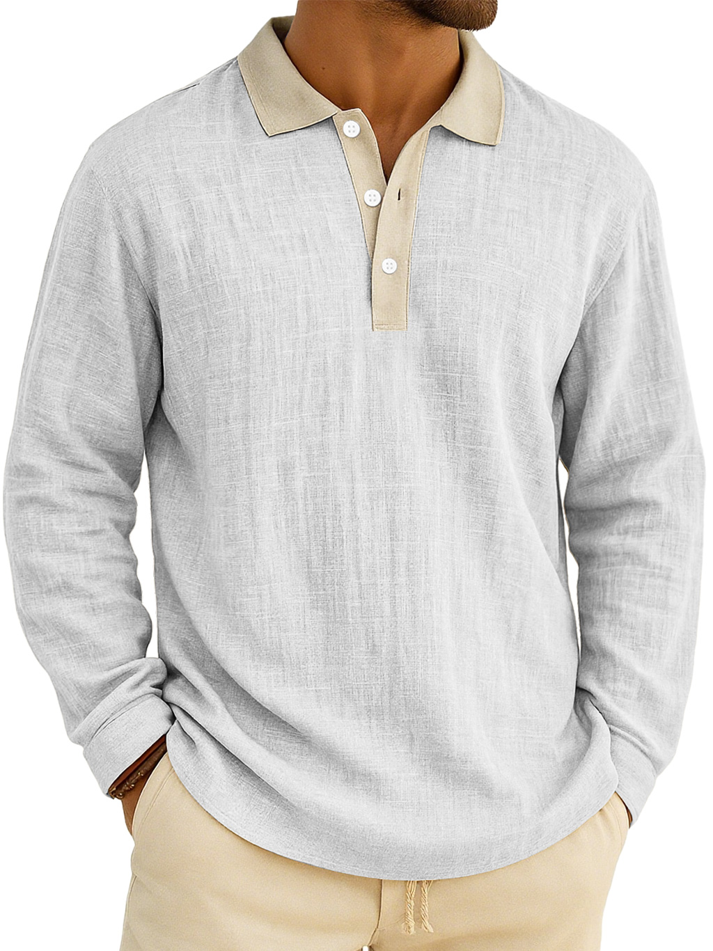 Herren Retro Alltags Farbblock Kragen Knopf Komfort Langarm Polohemd-deurabatt