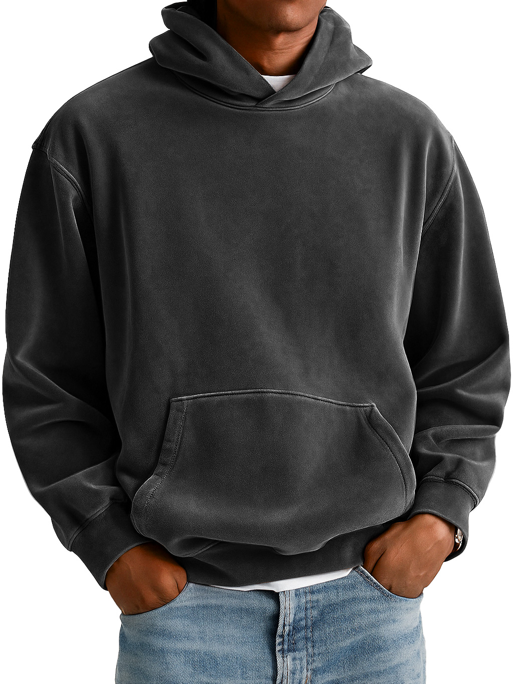 Herren Alltags-Suede Kapuzen-Pocket Komfort Sweatshirt-deurabatt