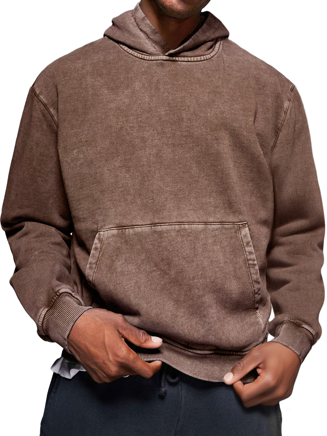 Herren Vintage Distressed Gewaschen Baumwolle Kapuzenpullover-deurabatt