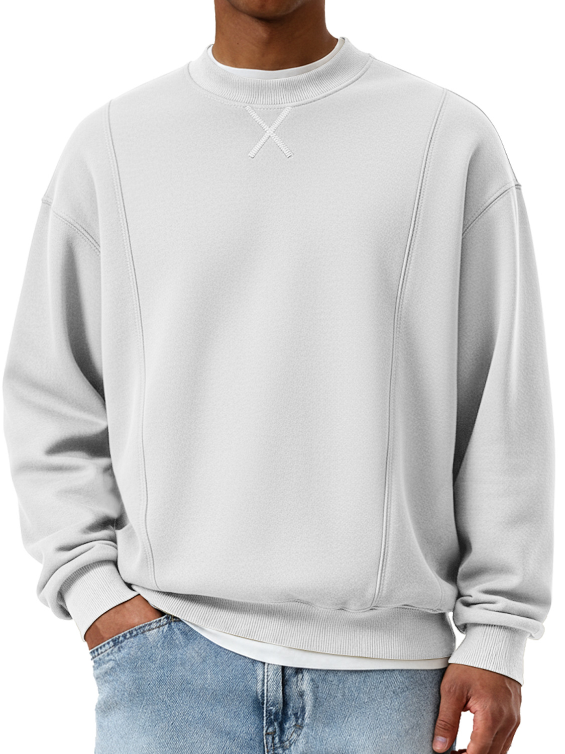 Herren modischer Rundhals-Patchwork-Design lässiger Sweatshirt-deurabatt