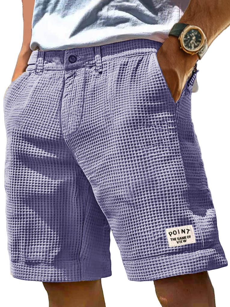Herrenmode Freizeit Waffelstoff Tasche Besticktes Logo Shorts-ZierMode