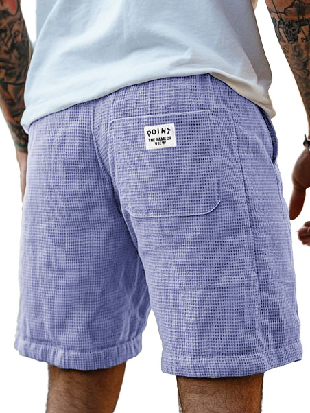 Herrenmode Freizeit Waffelstoff Logo gestickte Shorts-ZierMode