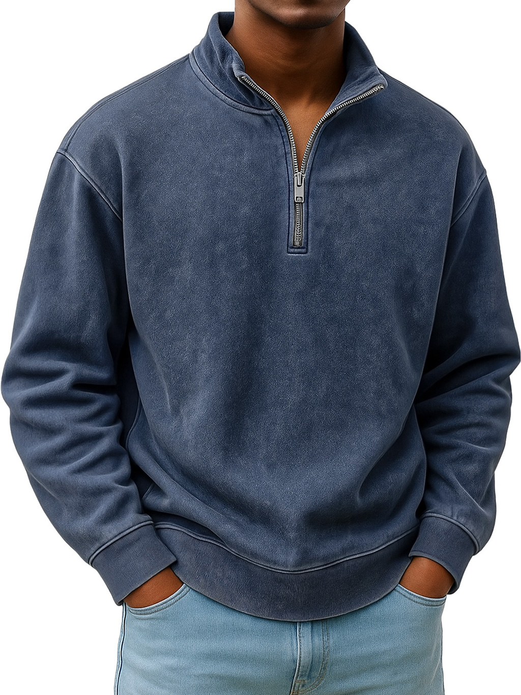 Herren Retro Alltags Stehkragen Reißverschluss Freizeit Sweatshirt-deurabatt