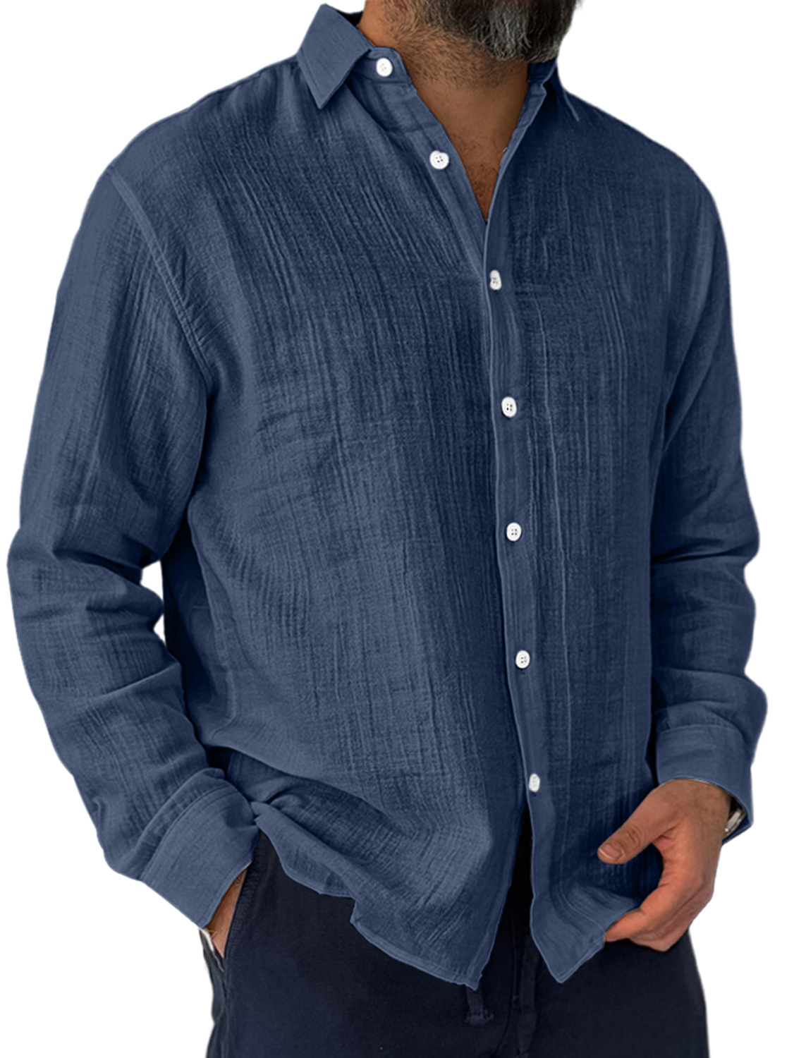Herren Alltags Falten Freizeit Bequeme Langarmshirt-deurabatt