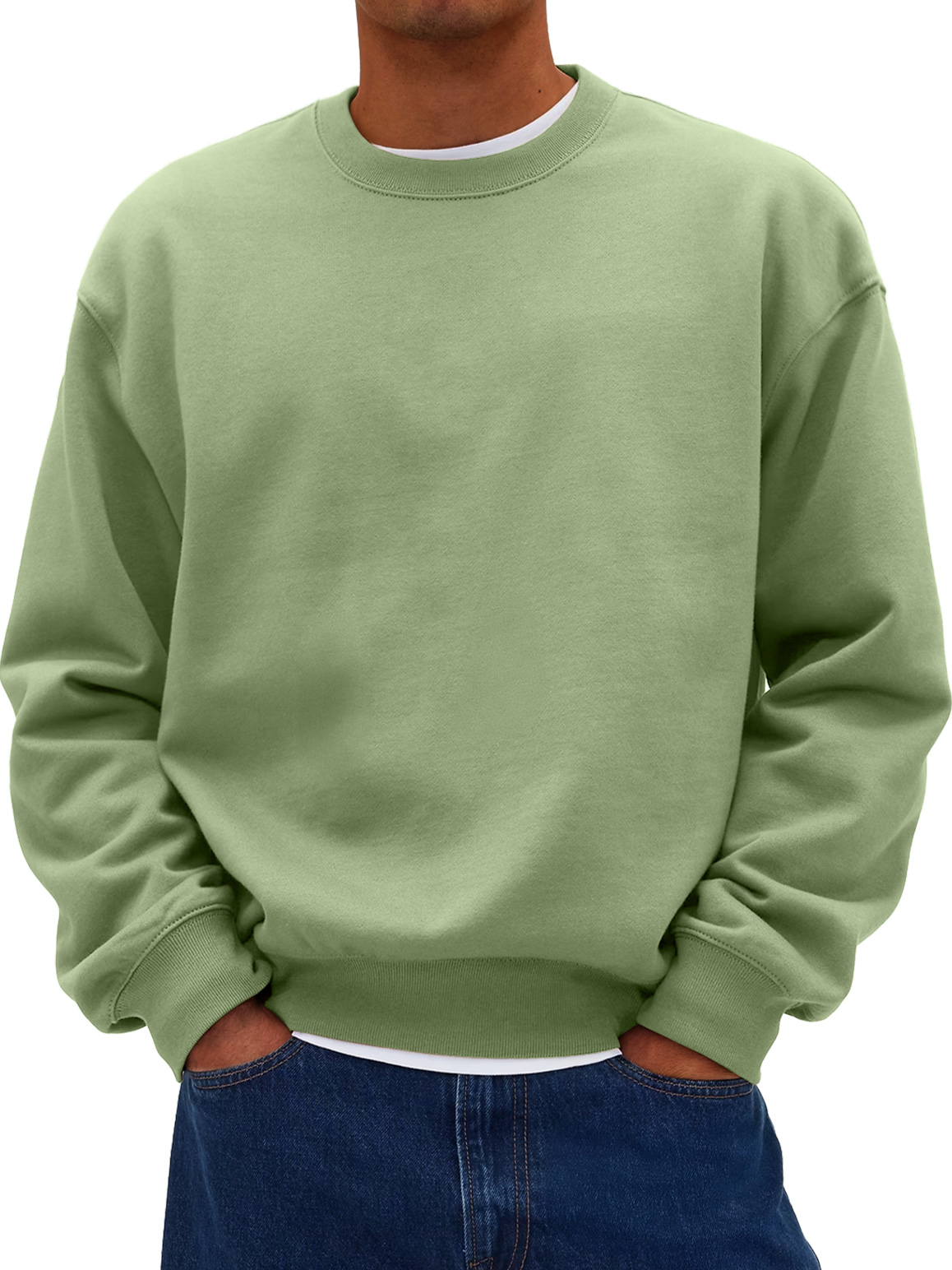 Herren Daily Rundhals Freizeit Baumwolle Einfarbig Sweatshirt-deurabatt