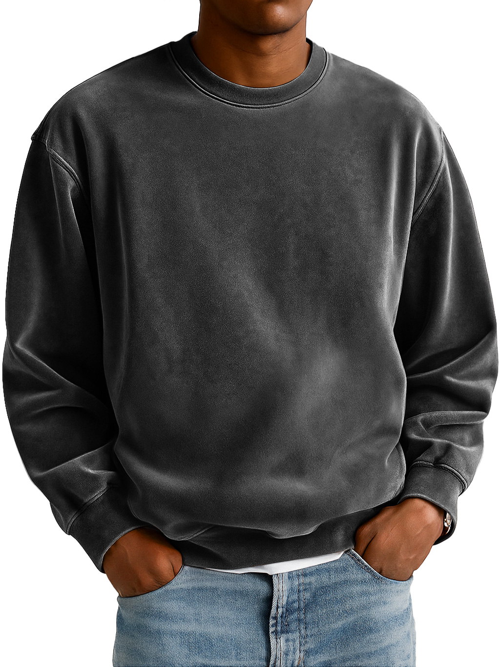 Herren Alltag Wildleder Rundhals Freizeit Komfort Sweatshirt-deurabatt