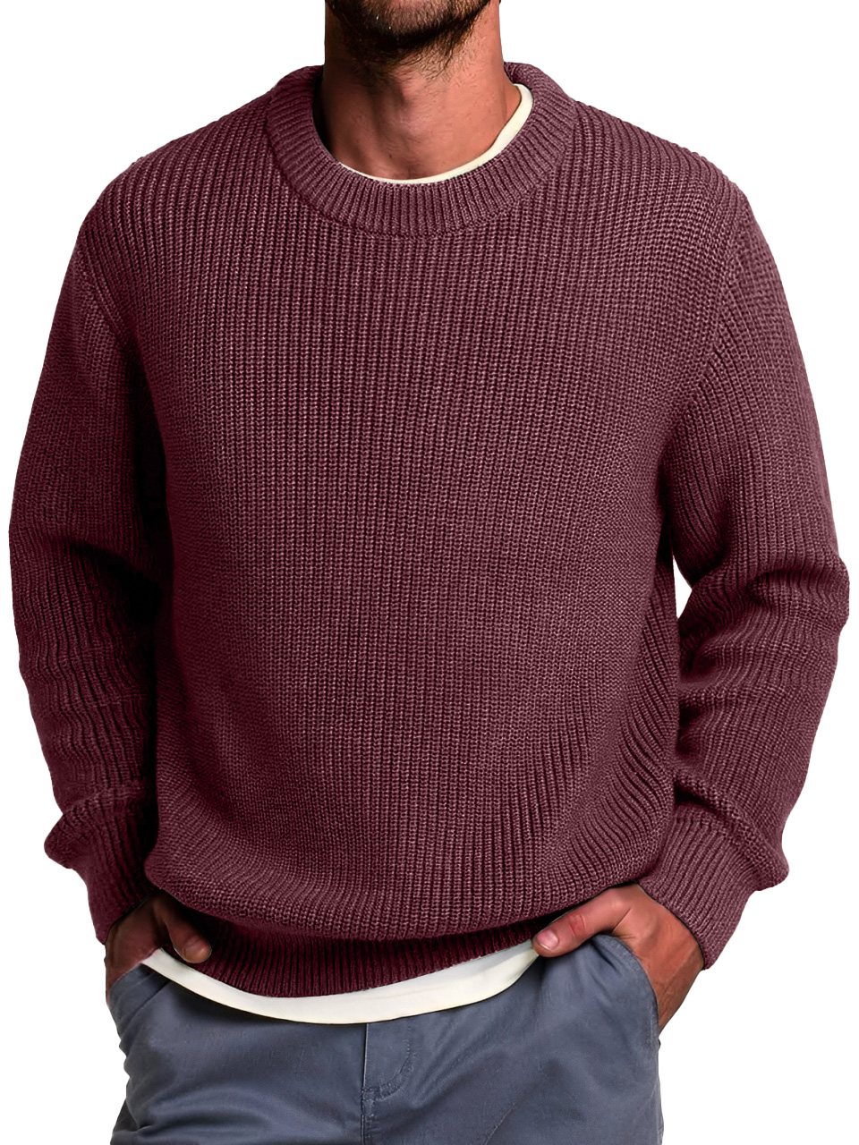 Einfacher und modischer Rundhals-Casual- und bequemer Pullover-deurabatt