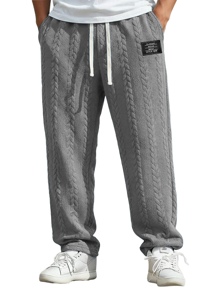 Herren Mode Freizeit Jacquard Stoff Locker sitzende Taschenhose-deurabatt
