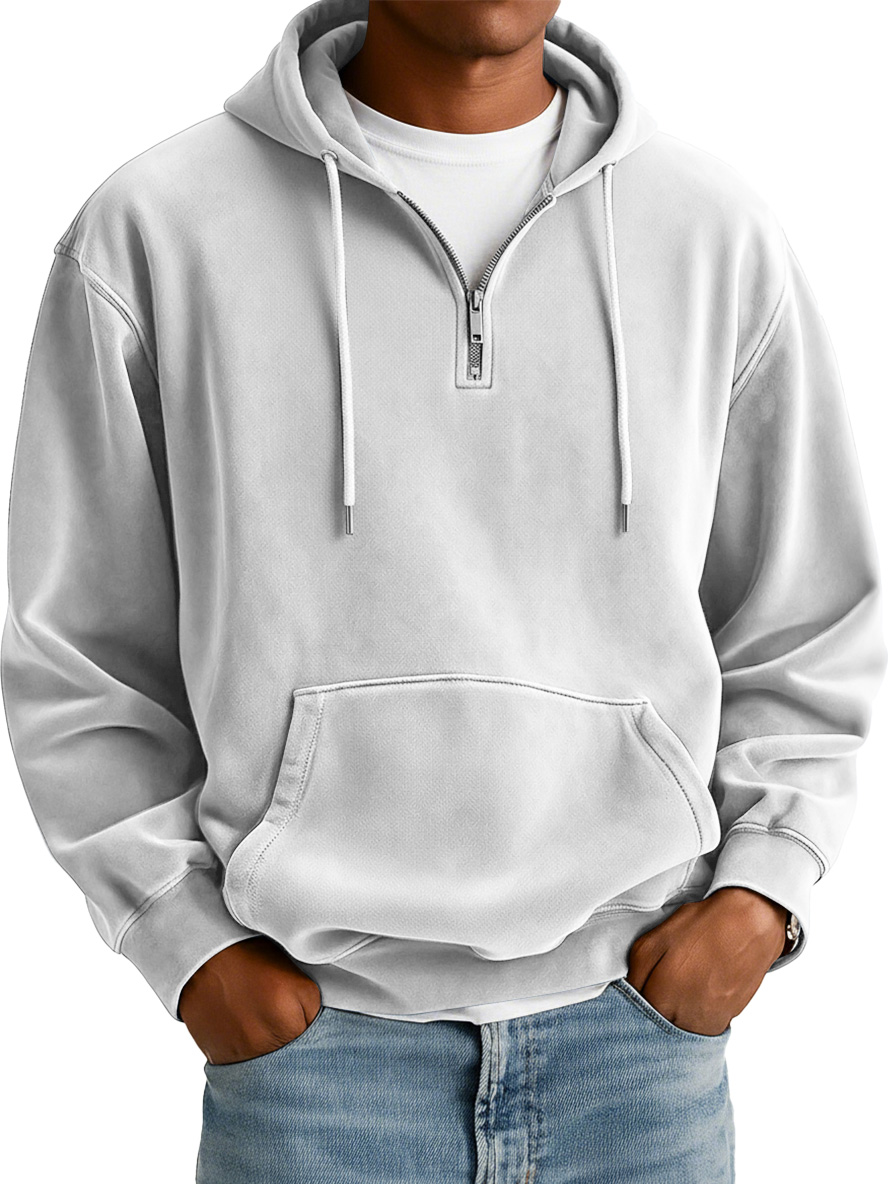 Herren Einfaches Wildleder Freizeit Reißverschluss Kapuzenpullover-deurabatt