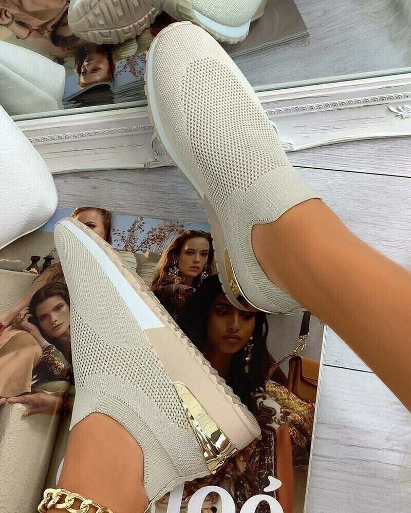 Elegante elastische Slip-On-Flachschuhe-deurabatt