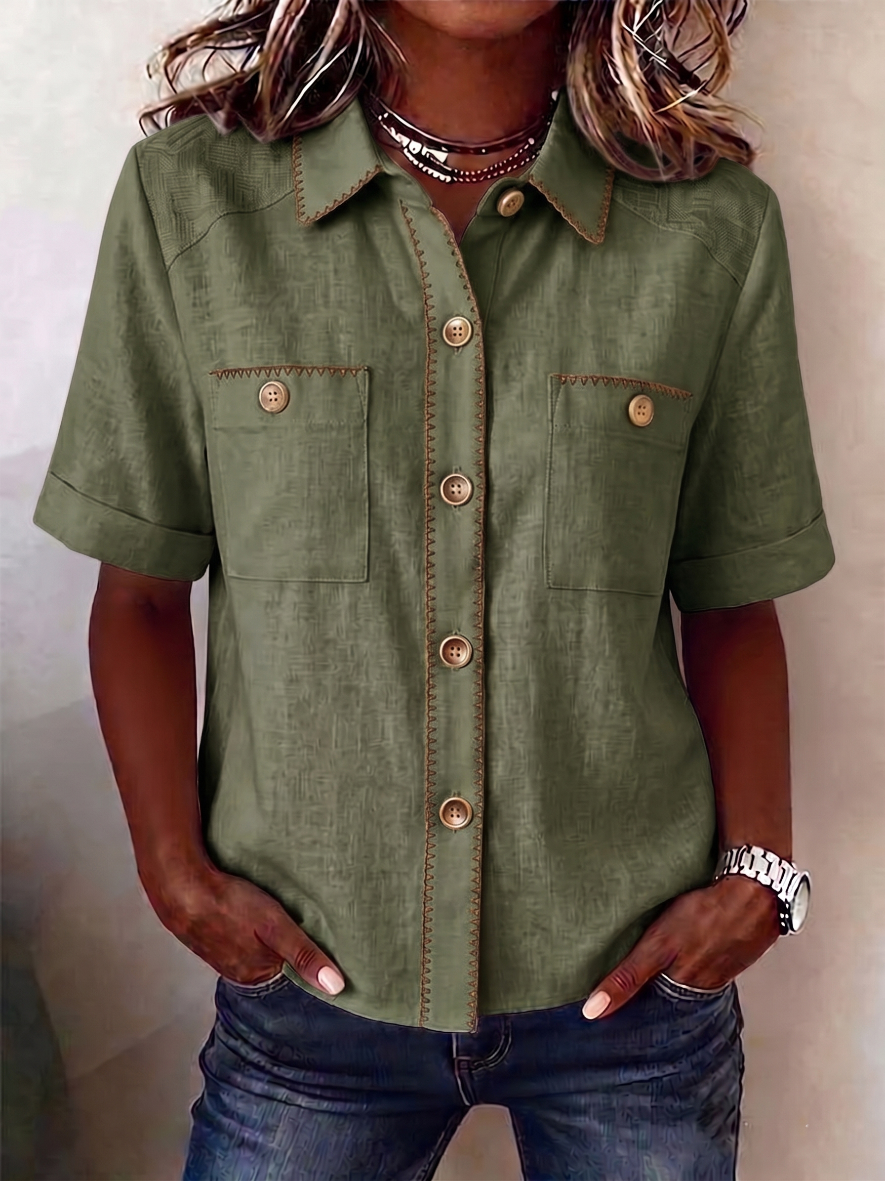 Clearance Sale🔥 Women's Casual Short Sleeve Button-Down Shirt