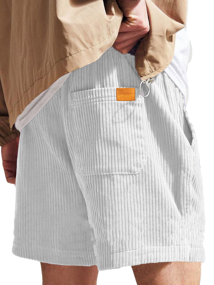 Herrenmode Freizeit Corduroy Logo Bestickte Shorts-ZierMode