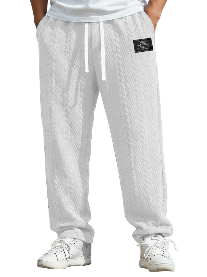 Herren Mode Freizeit Jacquard Stoff Locker sitzende Taschenhose-deurabatt