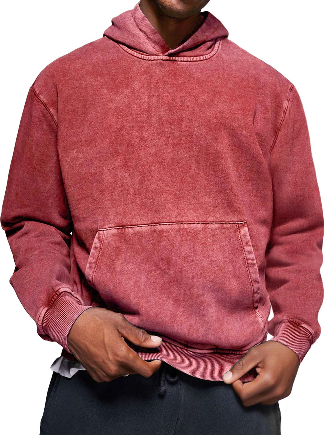 Herren Vintage Distressed Gewaschen Baumwolle Kapuzenpullover-deurabatt