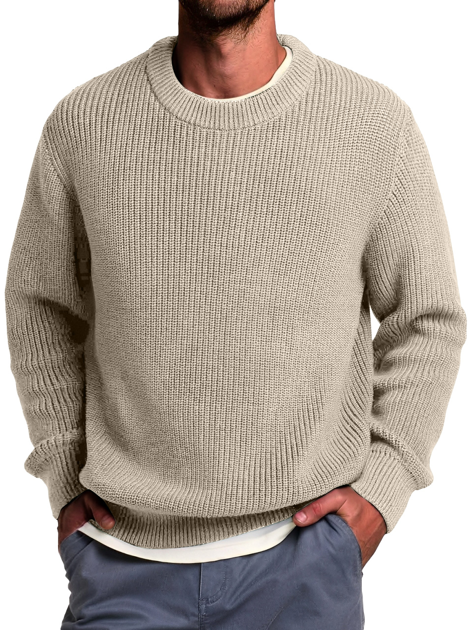 Einfacher und modischer Rundhals-Casual- und bequemer Pullover-deurabatt