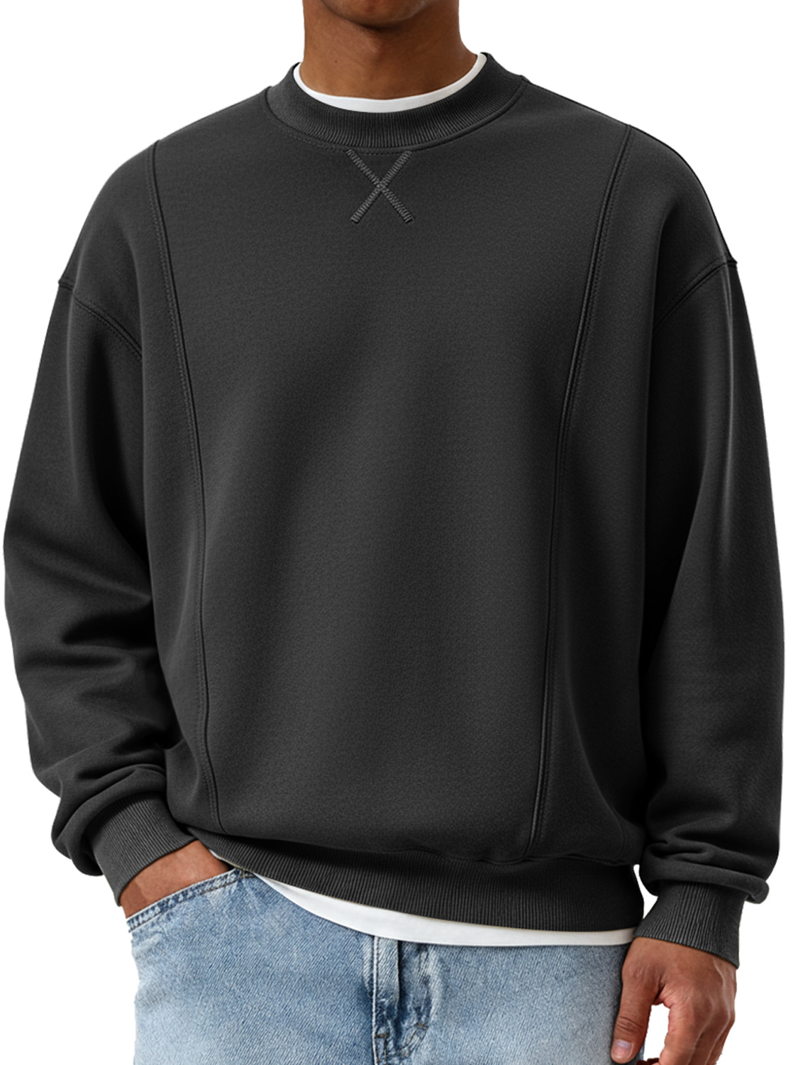 Herren modischer Rundhals-Patchwork-Design lässiger Sweatshirt-deurabatt