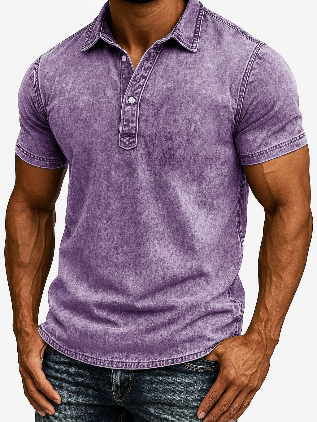 Herrenmode Outdoor Retro Abgenutztes Gewebe Kurzarm Polohemd-deurabatt