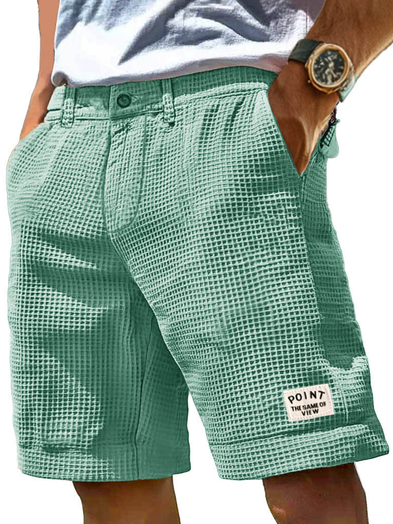 Herrenmode Freizeit Waffelstoff Tasche Besticktes Logo Shorts-ZierMode
