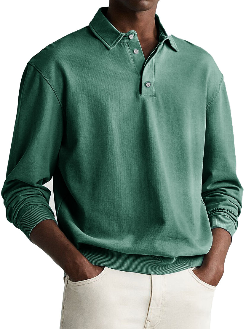 🔥 Herren Langarm-Polohemd im Retro-Vintage-deurabatt