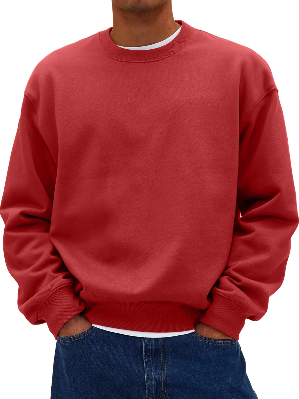 Herren Daily Rundhals Freizeit Baumwolle Einfarbig Sweatshirt-deurabatt
