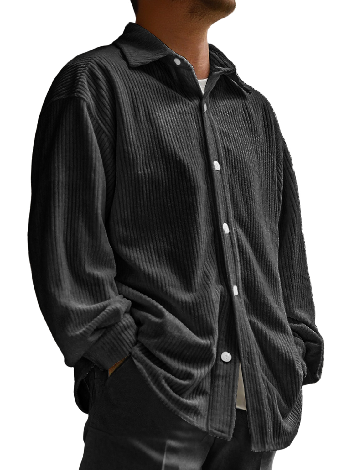 Herren Daily Corduroy Freizeit- und Bequeme Langarmhemd-deurabatt