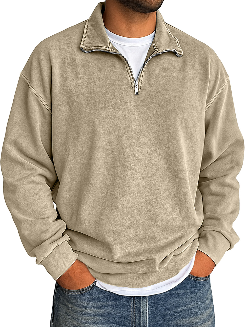 Herren Retro Daily Stehkragen Reißverschluss Gebraucht Hoodie-deurabatt