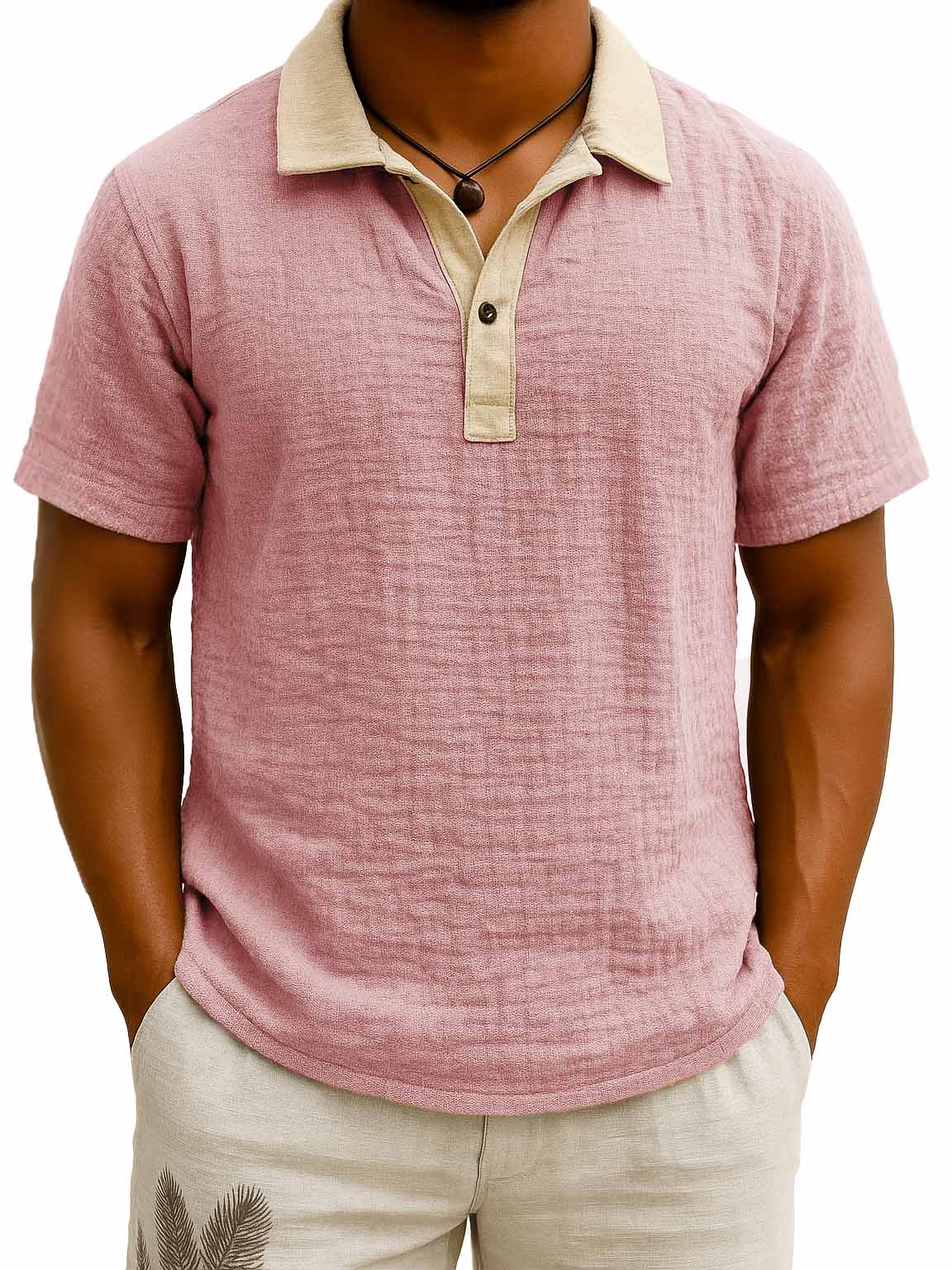 Herrenmode Retro Kontrastfarbe Revers Kurzarm Poloshirt-deurabatt