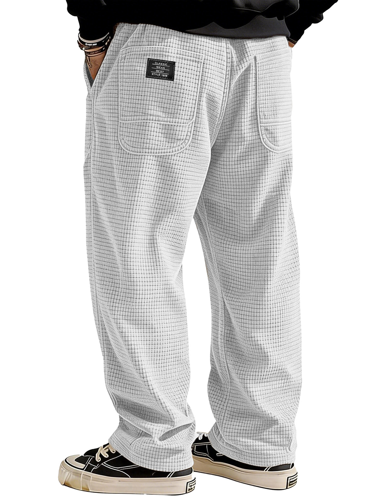 Stylische lässige lockere Waffelstoff-Taschen-Hosen-deurabatt