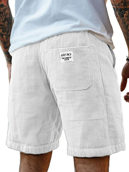Herrenmode Freizeit Waffelstoff Logo gestickte Shorts-ZierMode