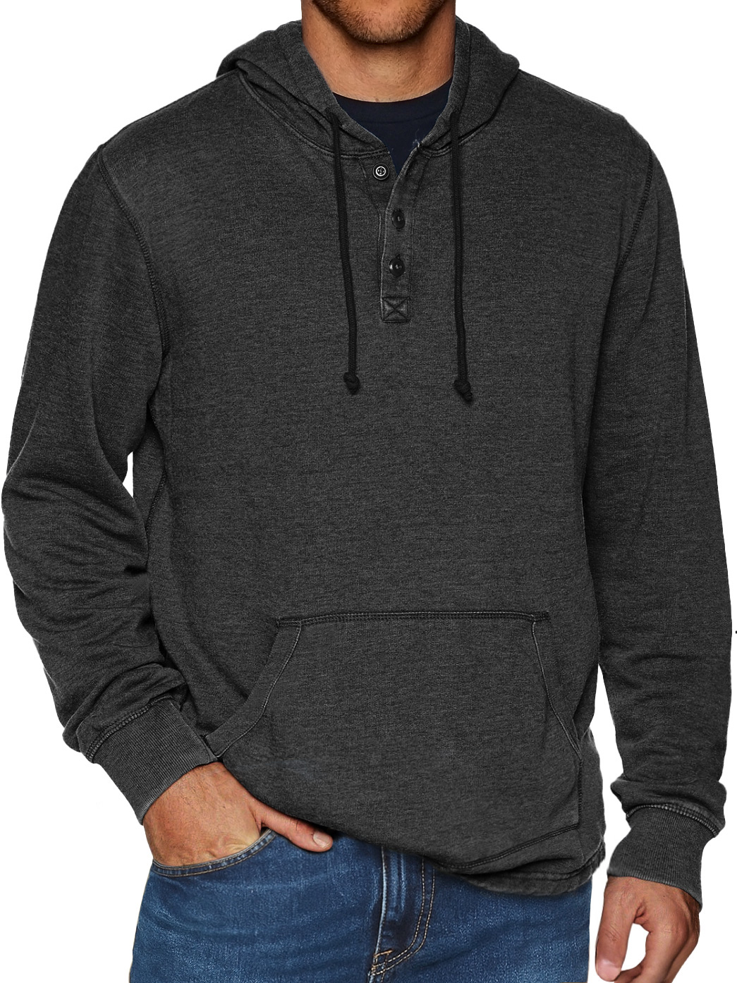 Herren-Alltags-Kapuzenpullover mit Knopfleiste-deurabatt