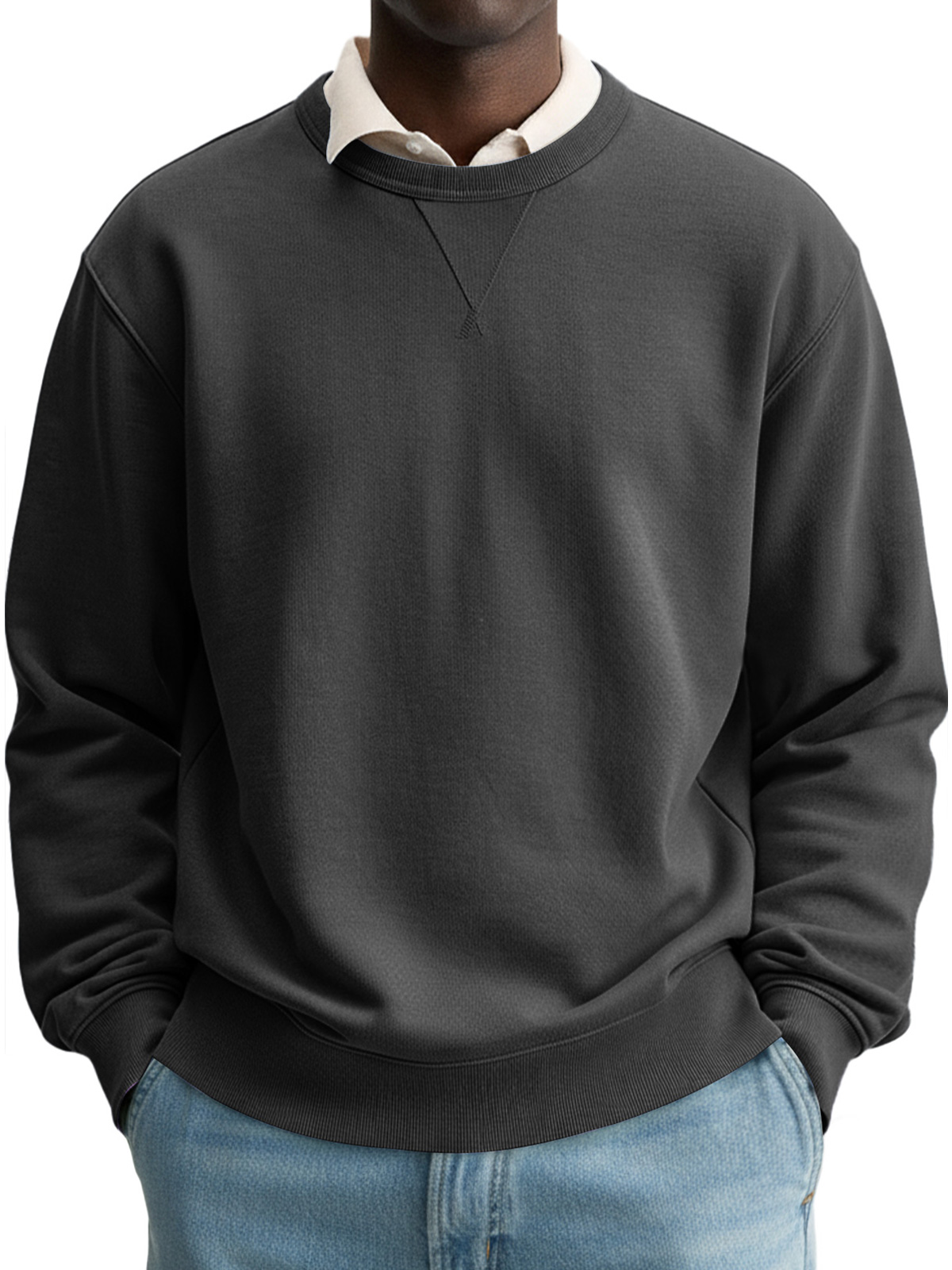 Herren Einfacher Rundhalsausschnitt Lässiger Bequemer Einfarbiger Sweatshirt-deurabatt