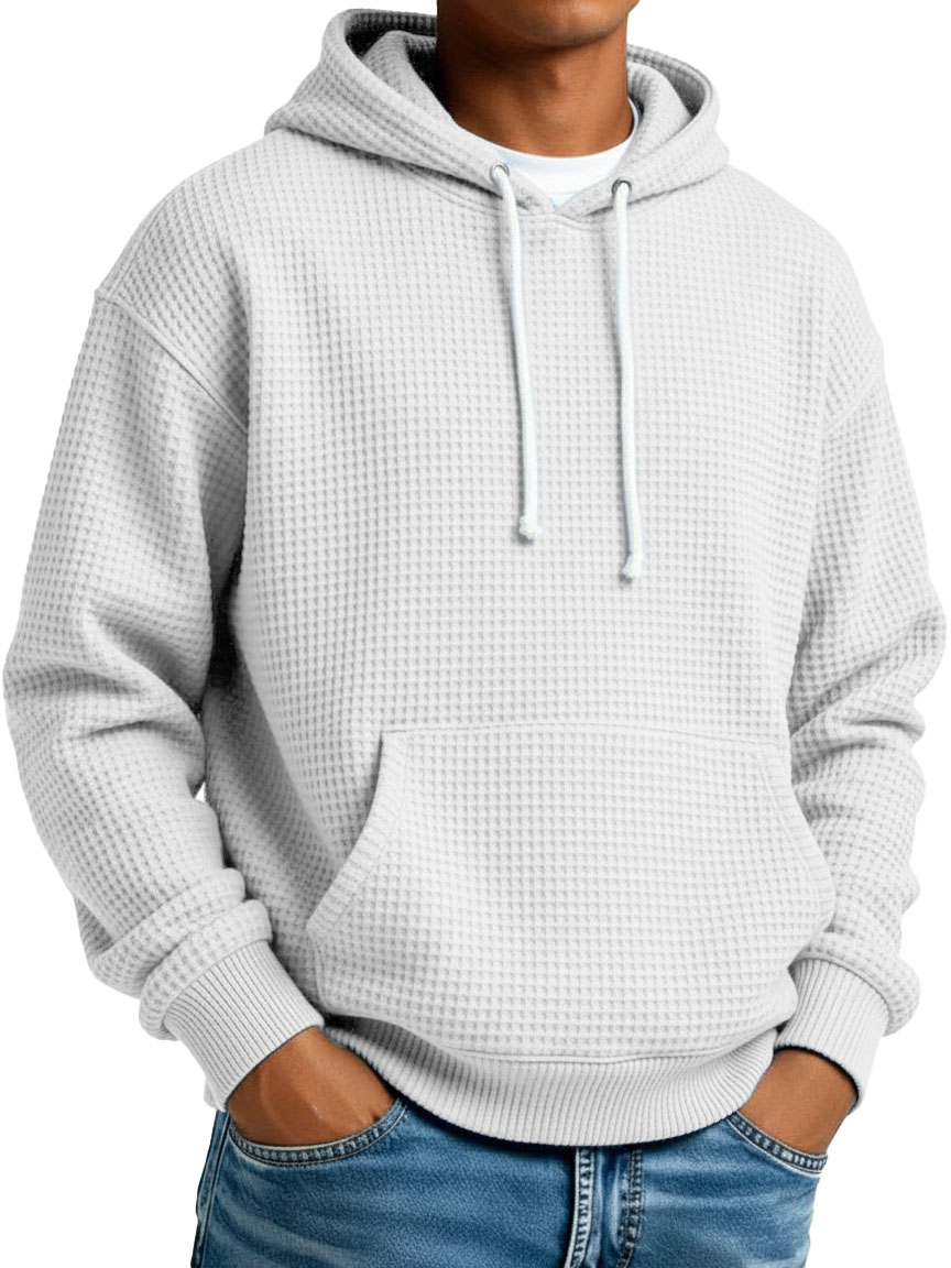 Herren Stylischer Street-Style Waffelstoff Taschen Kapuzenpullover-deurabatt