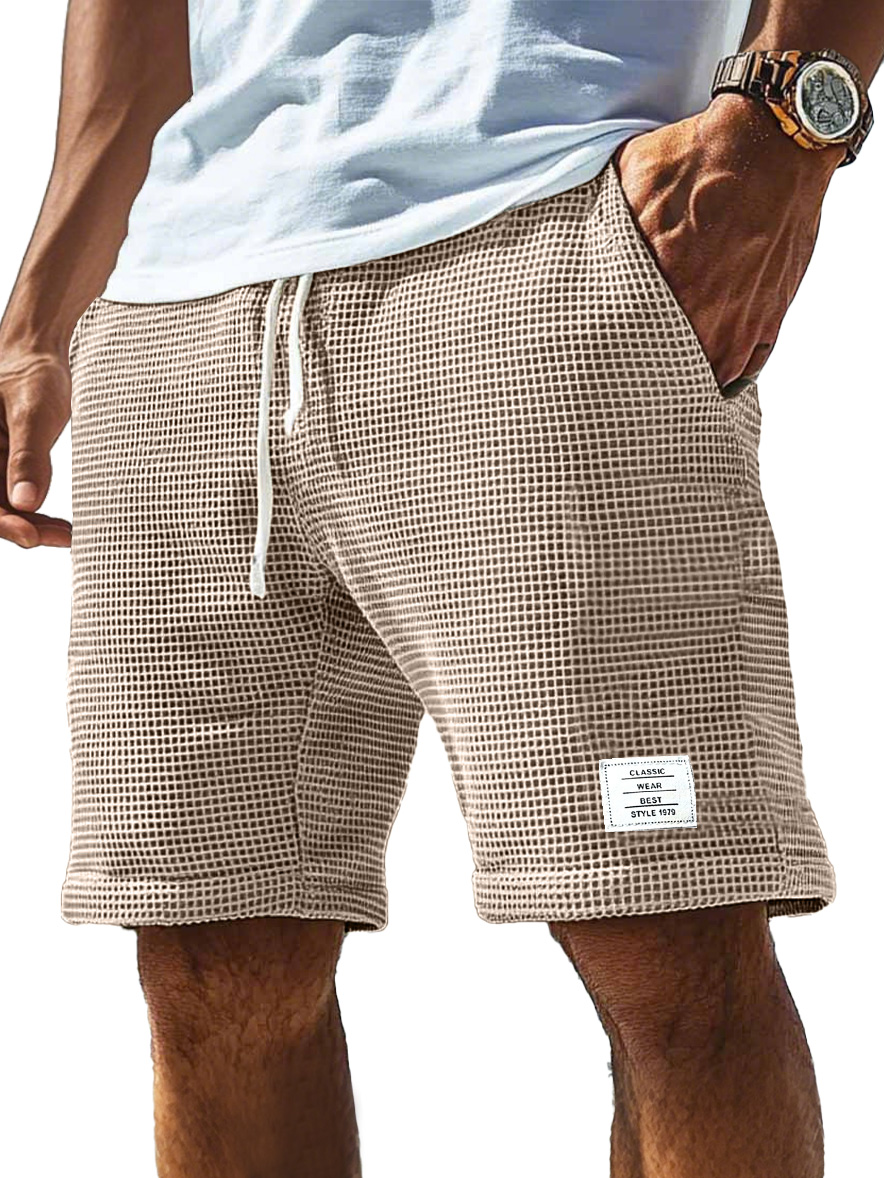 Herren Alltags Waffel Logo Kordelzug Komfort Shorts-ZierMode