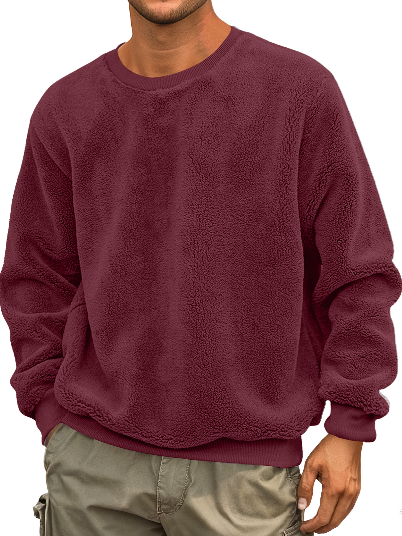 Herren Rundhals Doppelgesicht Samt Einfach Lässig Sweatshirt-deurabatt