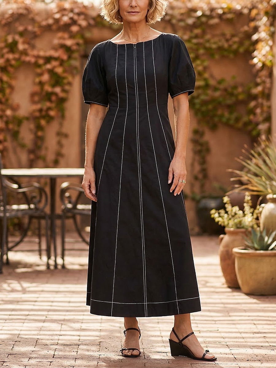 New Arrivals🔥 Women’s Casual Poplin Seamed Midi Pocket Dress-ZierMode
