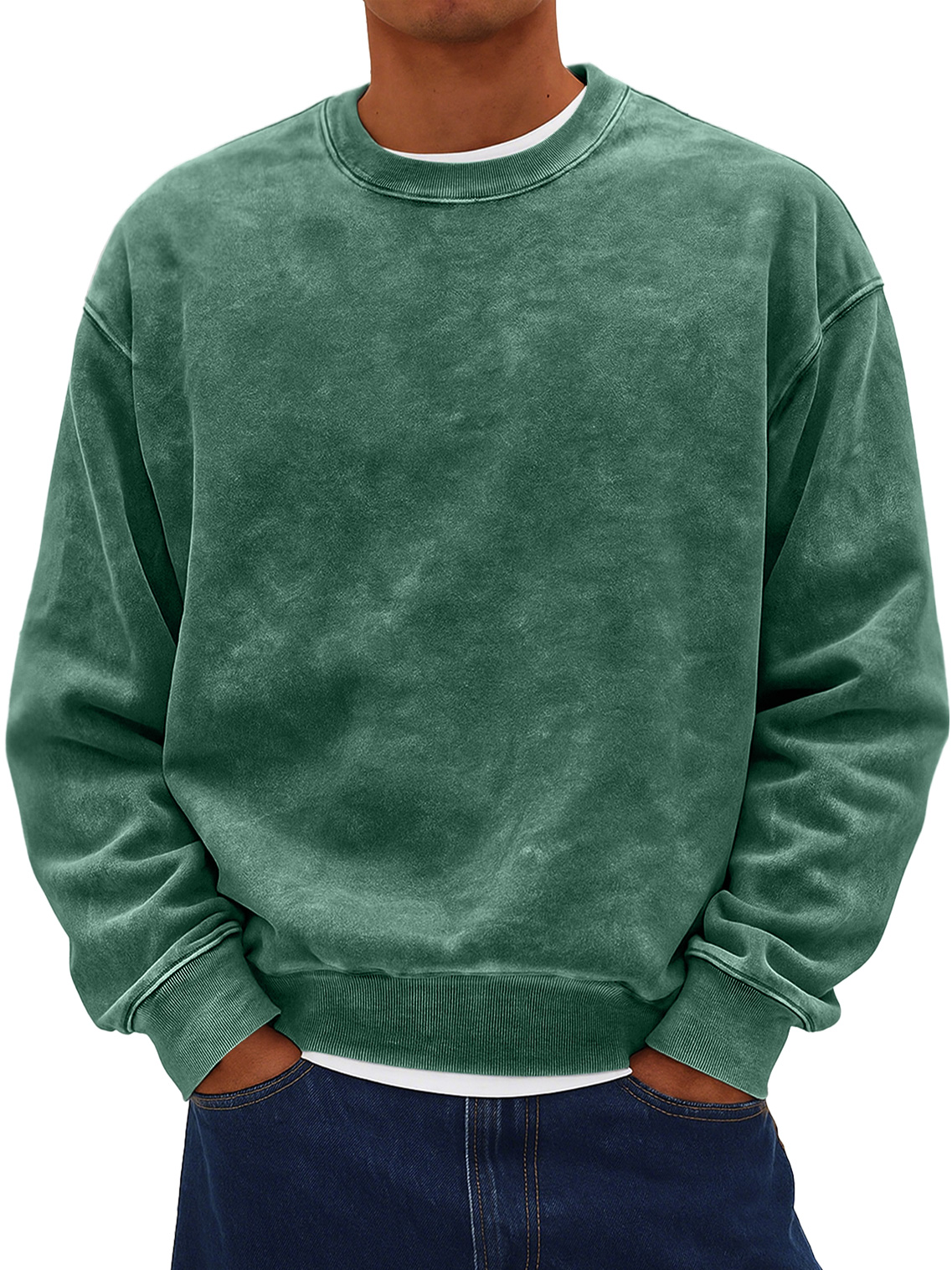 Herren Retro Daily Rundhals Baumwolle gewaschen abgenutzter Sweatshirt-deurabatt