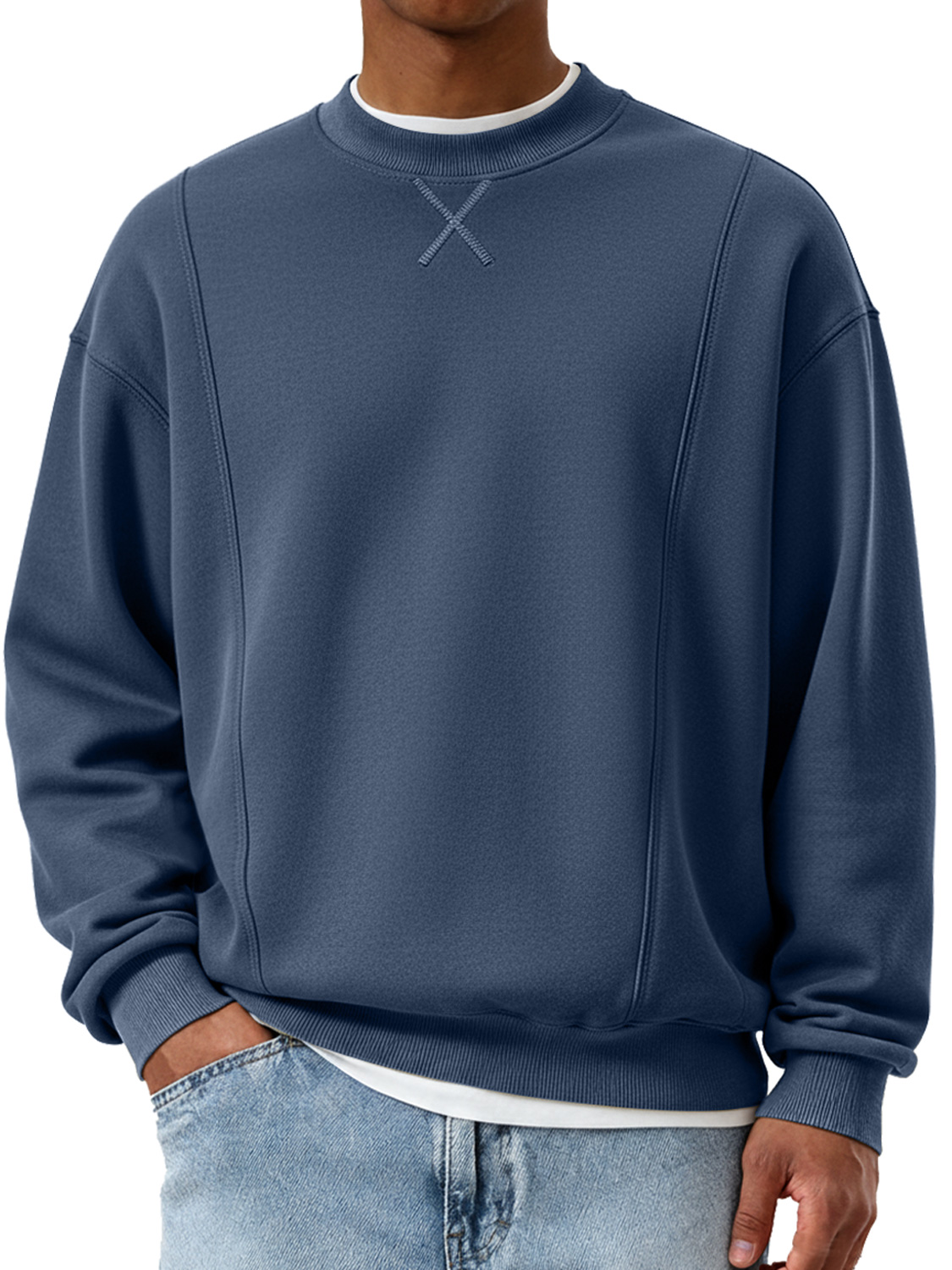 Herren modischer Rundhals-Patchwork-Design lässiger Sweatshirt-deurabatt