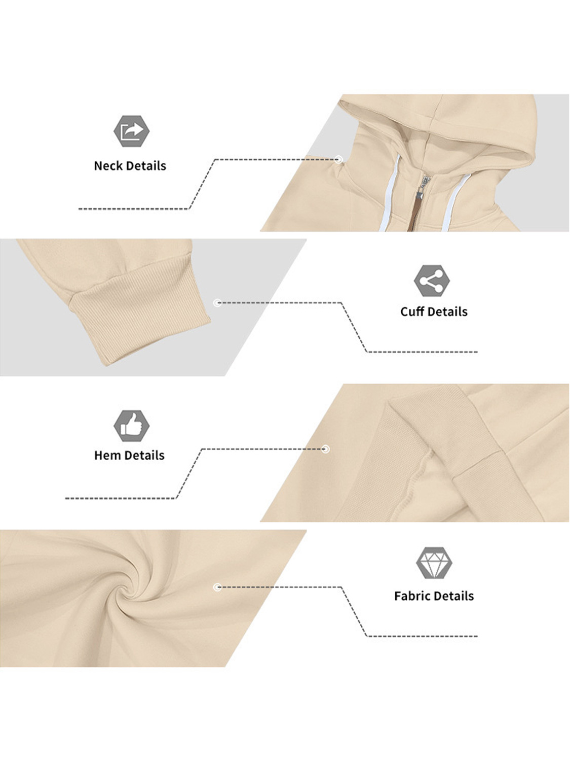 Herren Freizeit Reißverschluss Kapuzen Sweatshirt Sportbekleidung Zweiteiliges Set-deurabatt