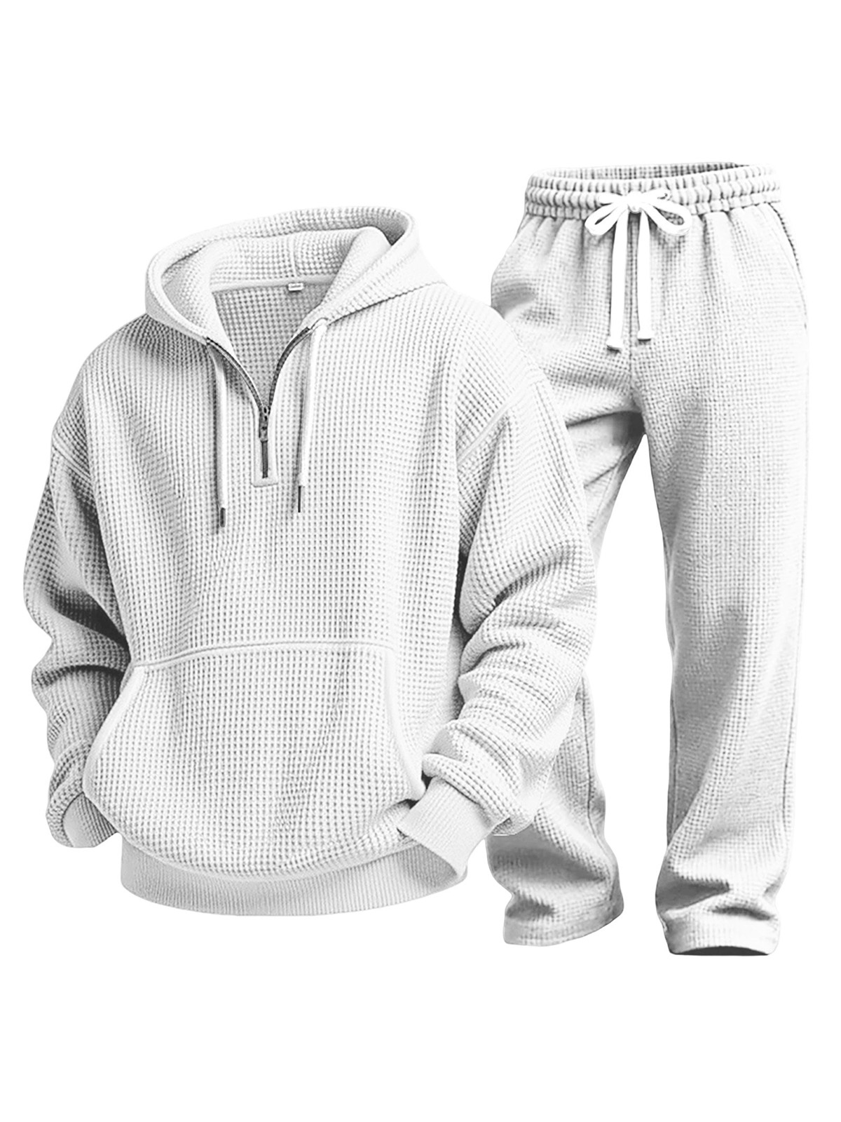 Lässiges einfarbiges vielseitiges Waffelstrick-Sweatshirt und Hose Zweiteiliges Set-deurabatt